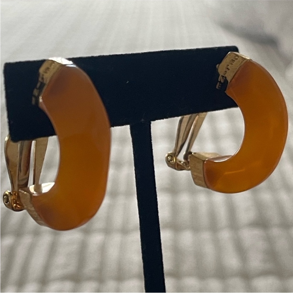 Celine Orange and Gold Earrings, vintage - Picture 7 of 8